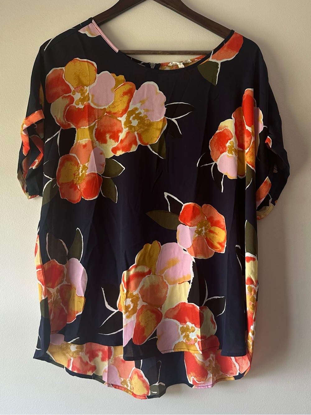 Maurices Sheer Navy Floral Top XL